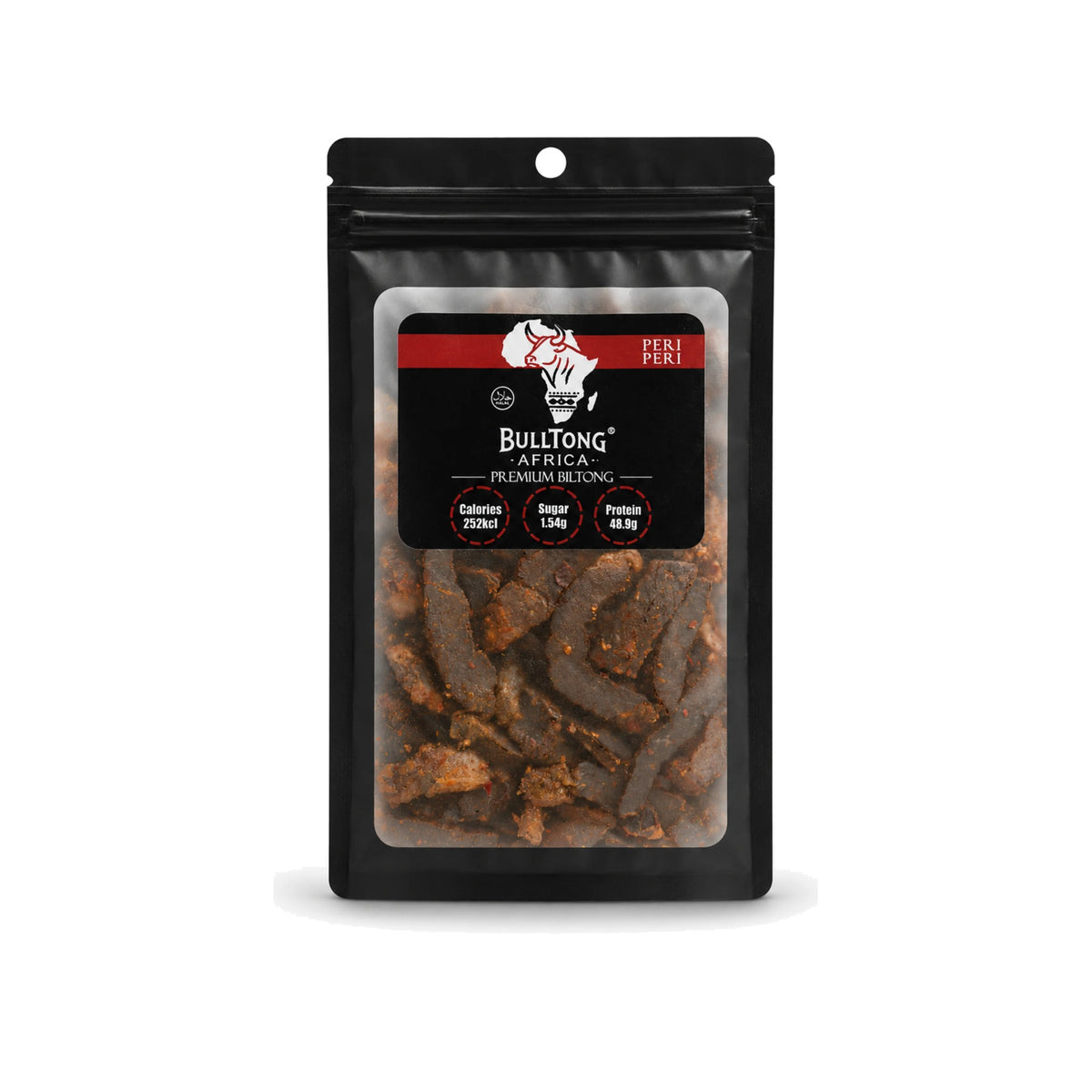 Peri-Peri biltong 90g pack - BulltongAfrica halal South African biltong